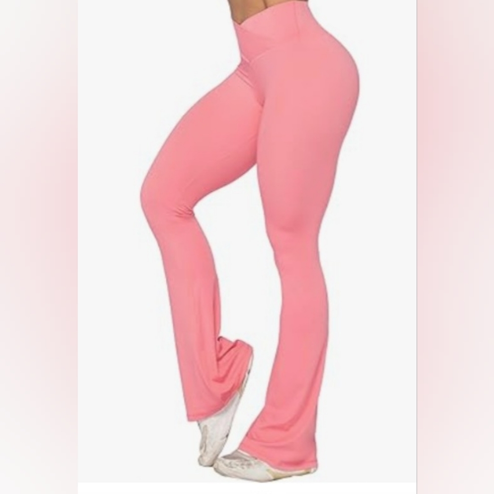 NWOT Sunzel bubble gum pink flare legged yoga pants